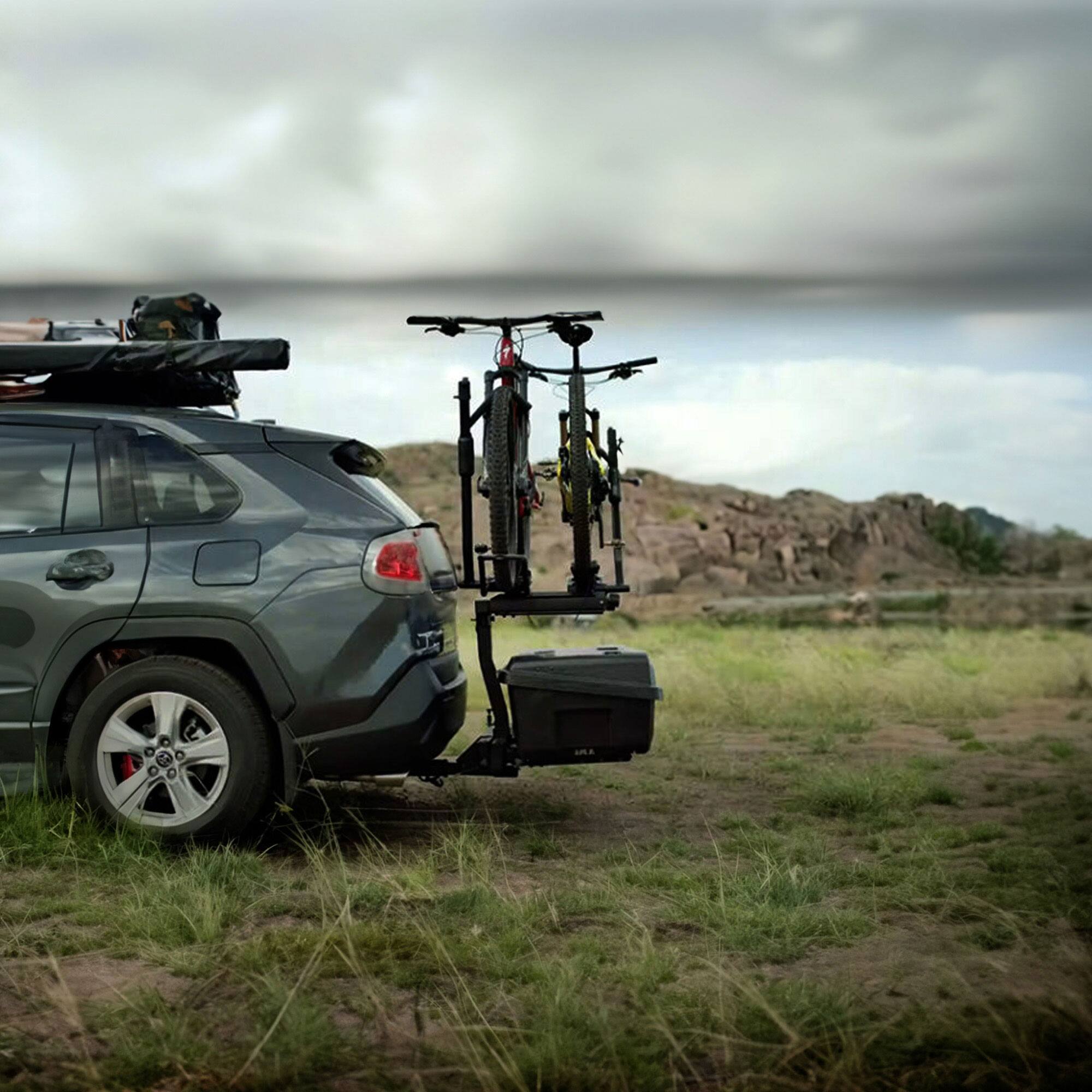 Alt View 7. Yakima - Yakima EXO SwingBase Bike Rack, GearLocker Box, TopShelf Rack, & EXO DoubleUp - Black.