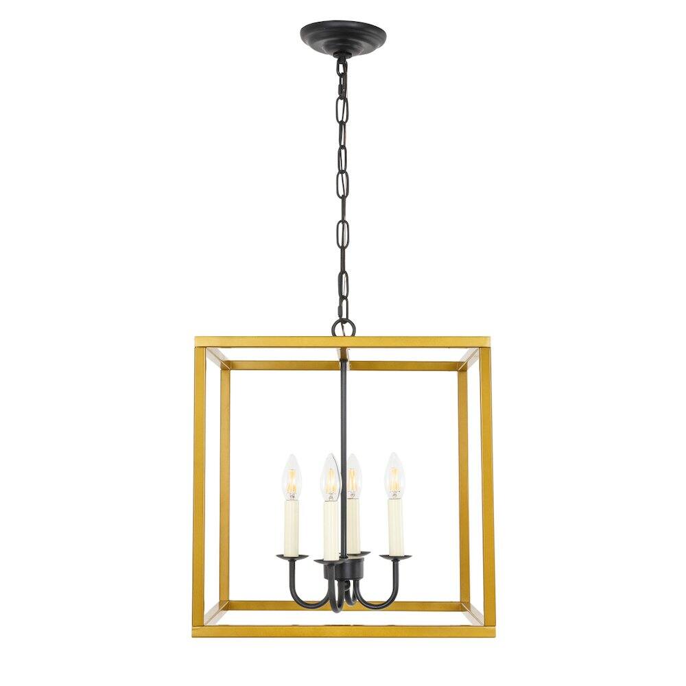 Alt View 8. Living District - Eclipse 4 Light Brass And Black Pendant - Brass And Black.