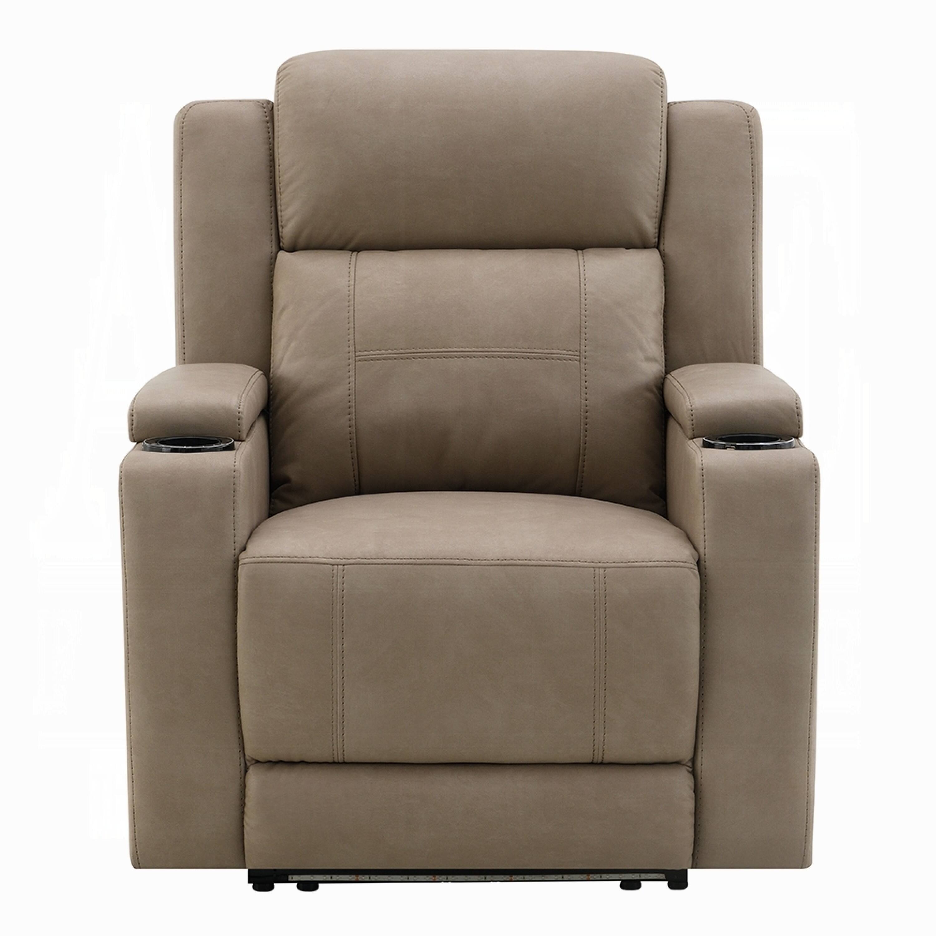 Angle. Manhattan Lane - Jeja Power Motion Recliner Chair with Storage, Faux Camel Leather - Gray.