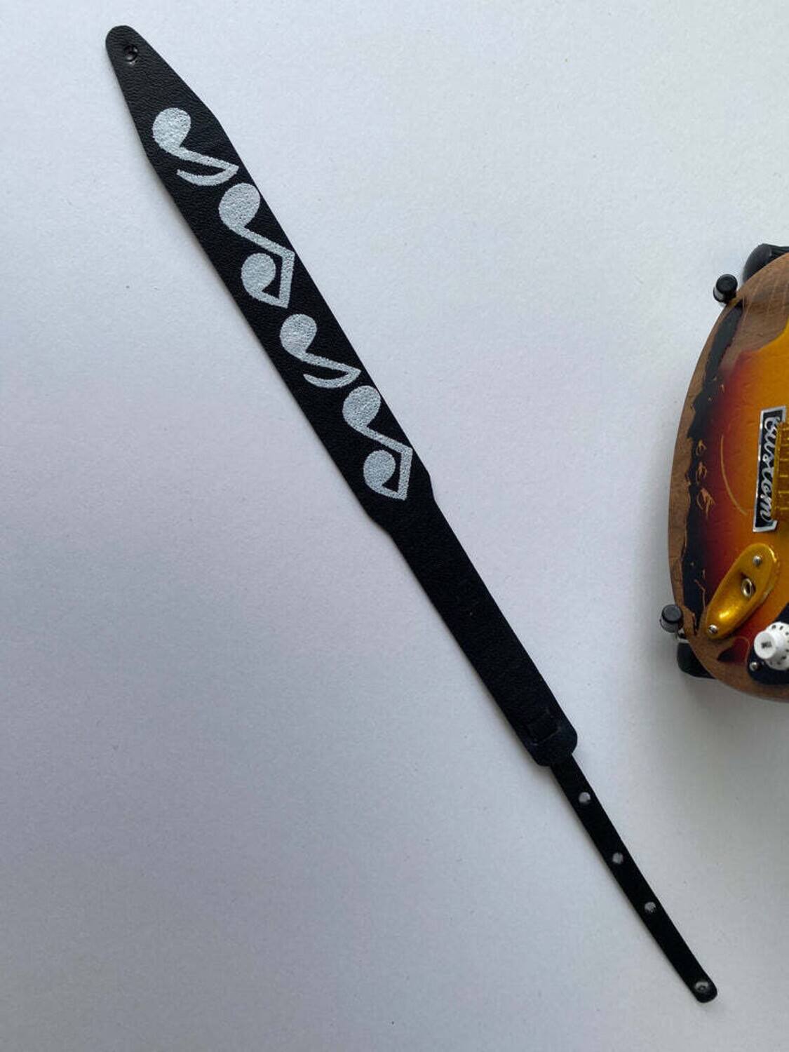 Alt View 1. Axe Heaven - Axe Heaven Stevie Ray Vaughan SRV Musical Note Black Mini Guitar Strap Replica GS-007   - Collectibles - Multicolor.