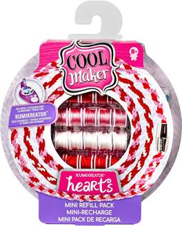 Cool Maker - KumiKreator Hearts Mini Fashion Pack Refill, 32 Spools, Make 4 Friendship Bracelets DIY Kit for Ages 8+ - Multicolor