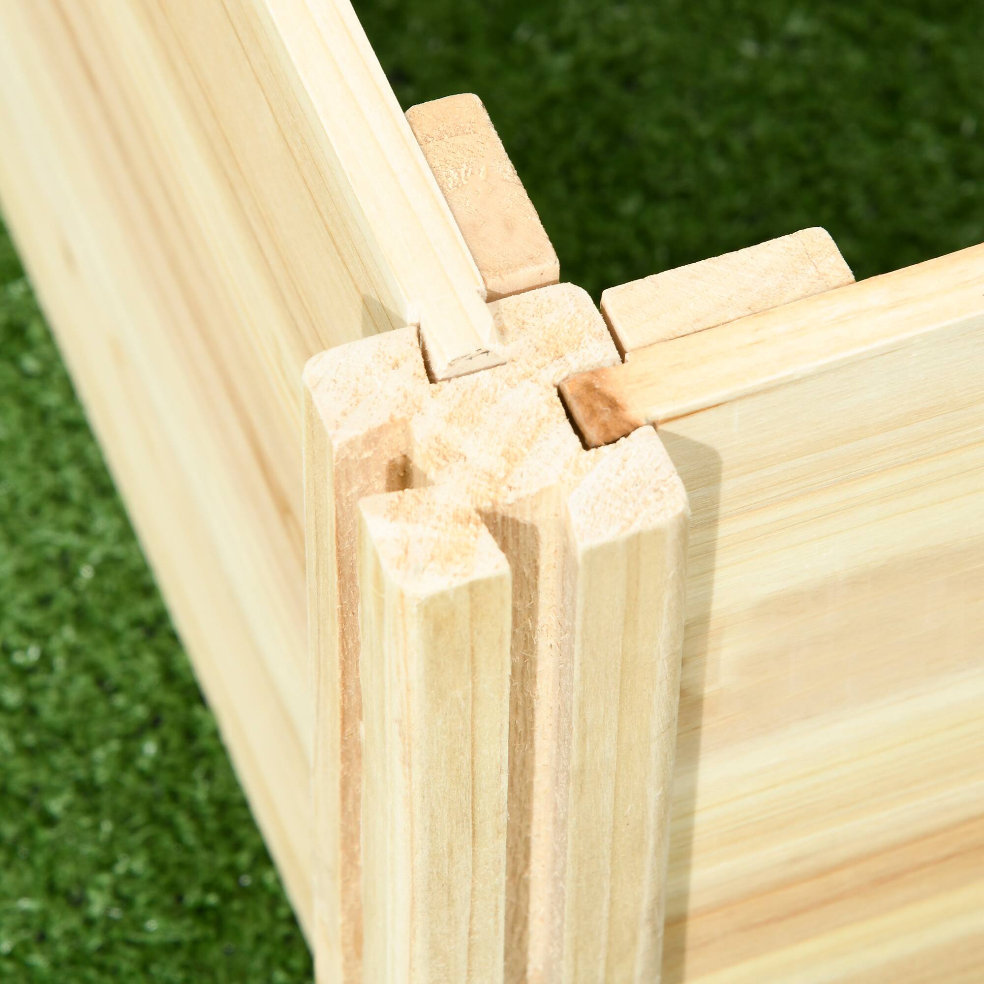 Alt View 8. Outsunny - Raised Garden Bed with Trellis and 2 Compartments, 43 Inch Wooden Planter Box Kit for Outdoor Plants, Vegetables - Natural Wood.