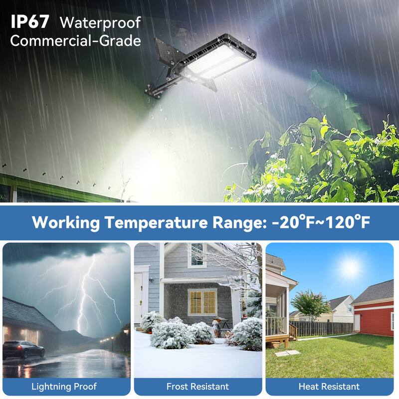 IP67 Waterproof Commercial-Grade

Working Temperature Range: -20°F~120°F

Lightning Proof  
Frost Resistant  
Heat Resistant