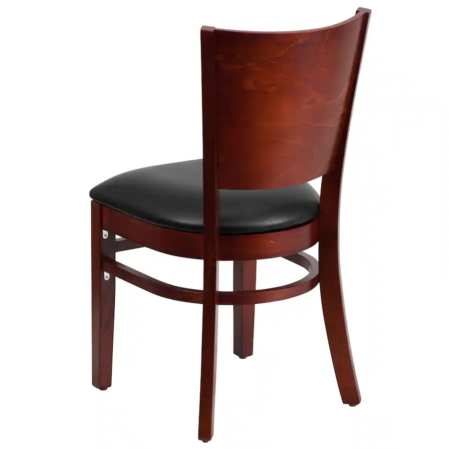 Frame Packing Emma + Oliver 2 Pack Solid Back Wooden Restaurant Chair Black Vinyl ...