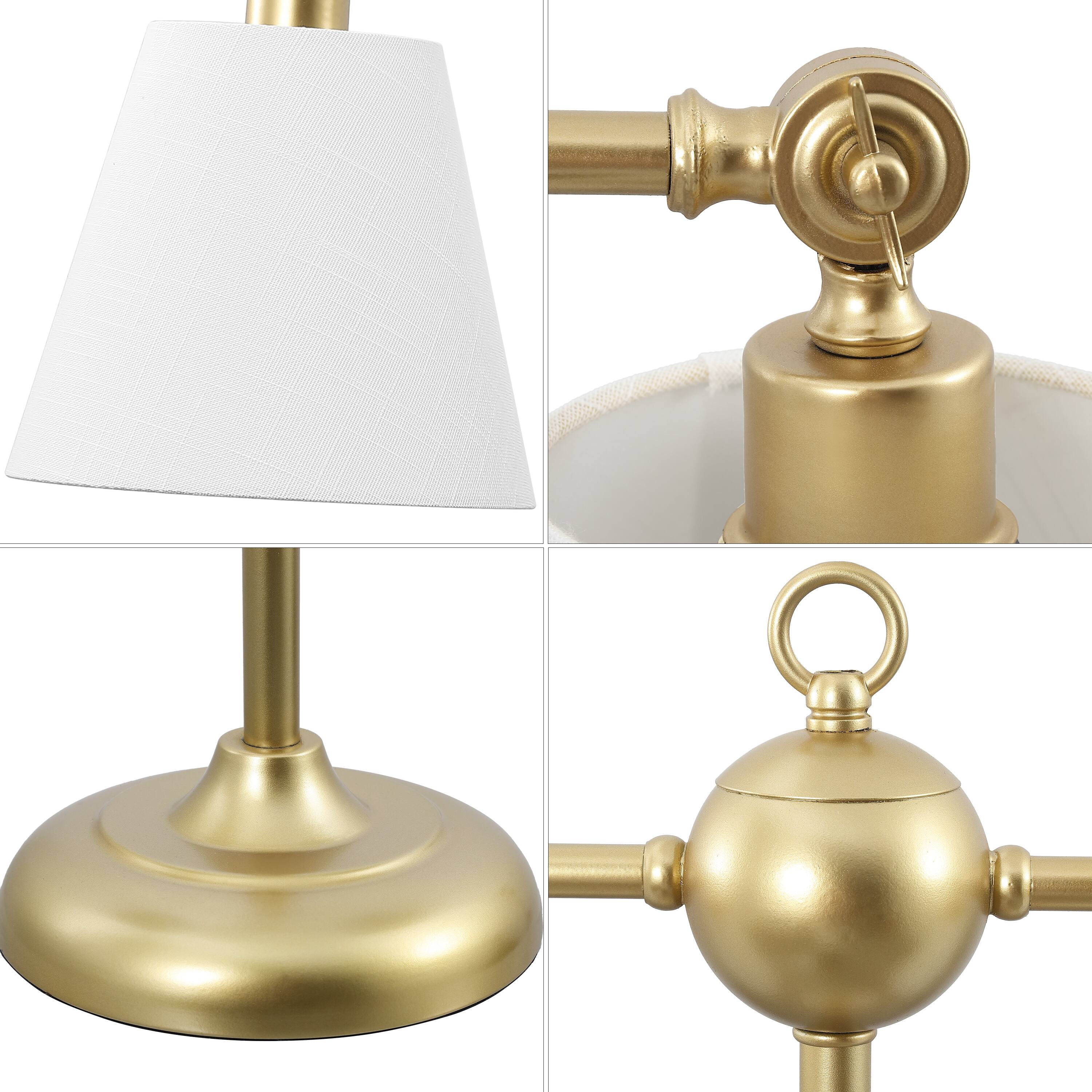 Alt View 4. Jonathan Y - Ruth 31" 2-Light Contemporary Farmhouse Adjustable Metal Library LED Table Lamp, Gold Painting - Gold Painting.