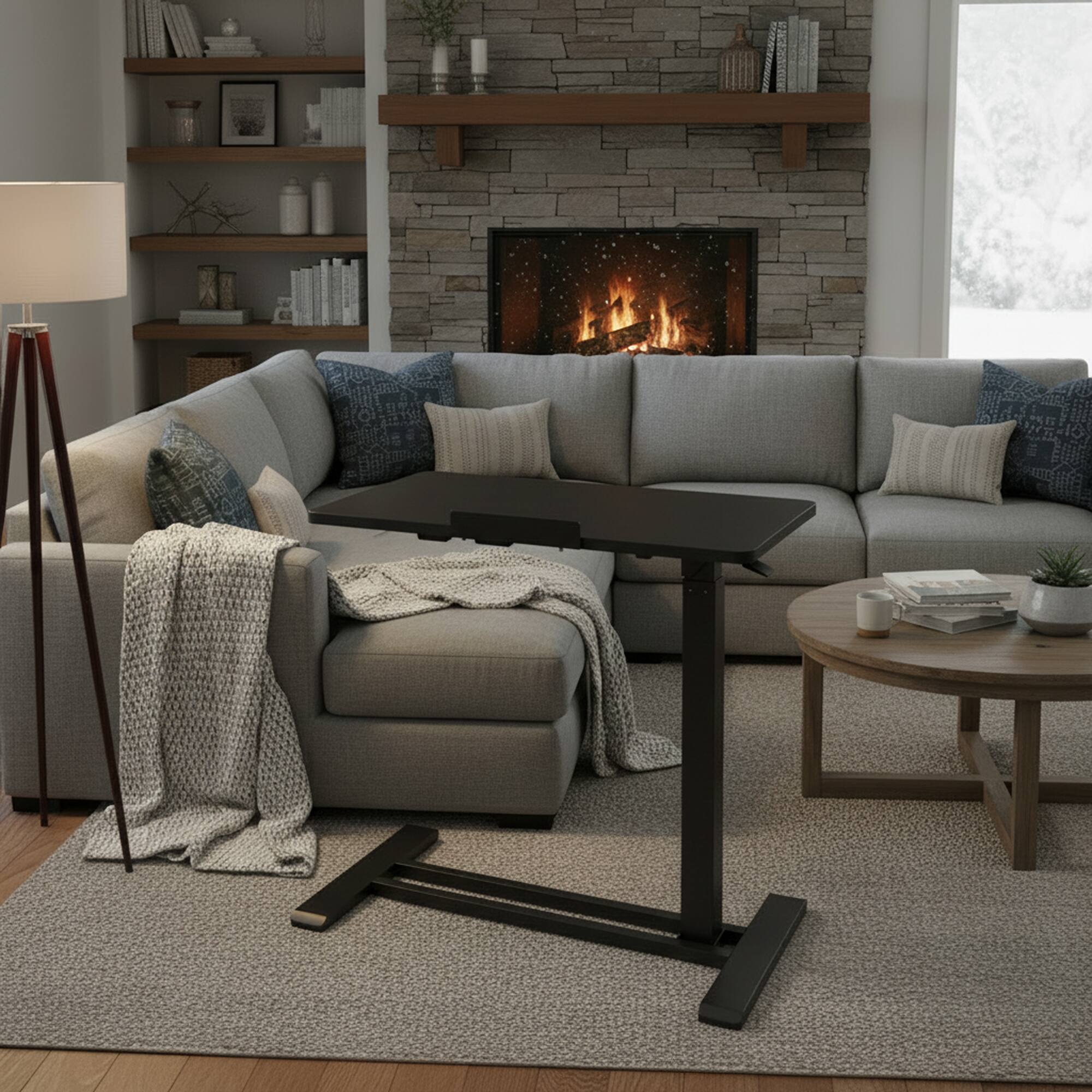 Alt View 4. FlexiSpot - 28 x 16 in H7 Pro Adjustable Height Side Table with Tilting Desktop, Black - Black.