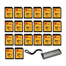 Kodak - 64GB Class 10 UHS-I U1 SDXC Memory Card with Card Reader and Storage Case