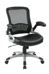 WorkSmart - EM Series Bonded Leather Office Chair - Black/Silver - Front_Zoom