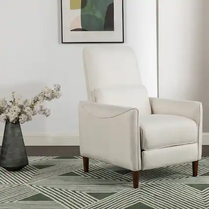 Front. TinyHomie - Push recliner chair - white.