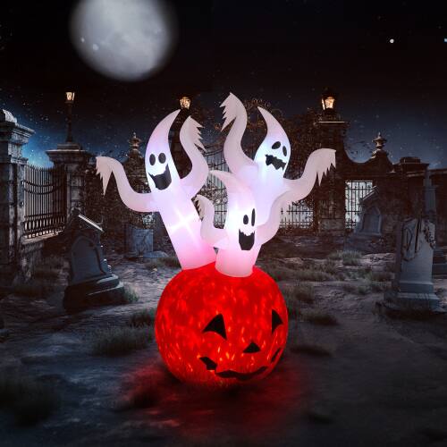 Alt View 10. Winado - 6FT Halloween Inflatable Ghosts and Pumpkin Ball Decoration with Build-in LED Lights Blow Up for Holiday Outdoor Indoor - White & Red.
