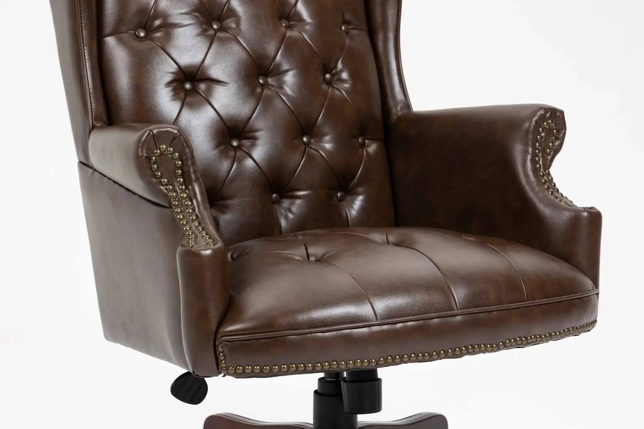 Alt View 1. Platinum-Level - Banker Office Chair with Ergonomic Support and Plush Leather Comfort - Brown.