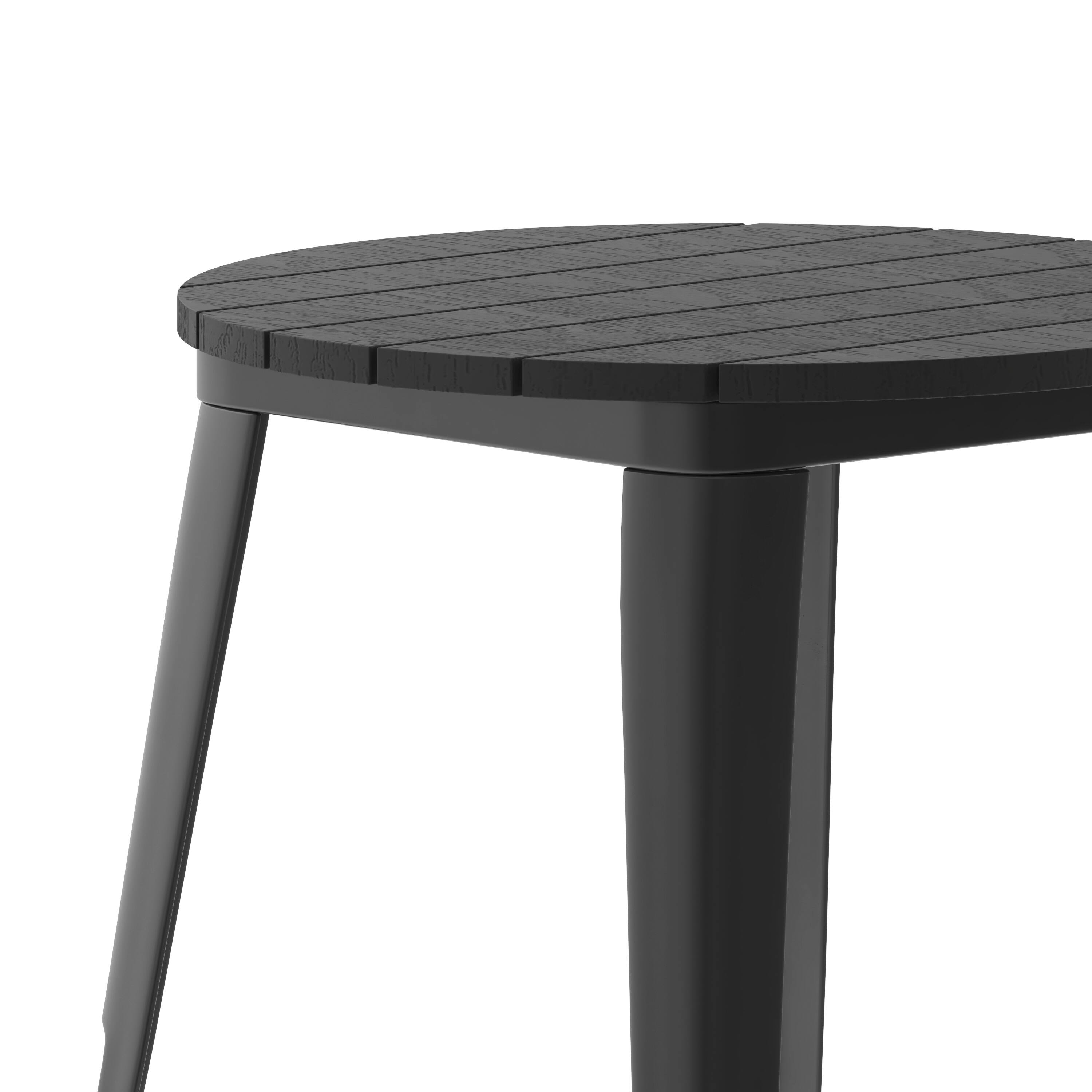Alt View 9. Emma + Oliver - Drew Indoor/Outdoor Dining Table, 23.75" Round All Weather Poly Resin Top with Steel Base - Black Top/Black Frame.