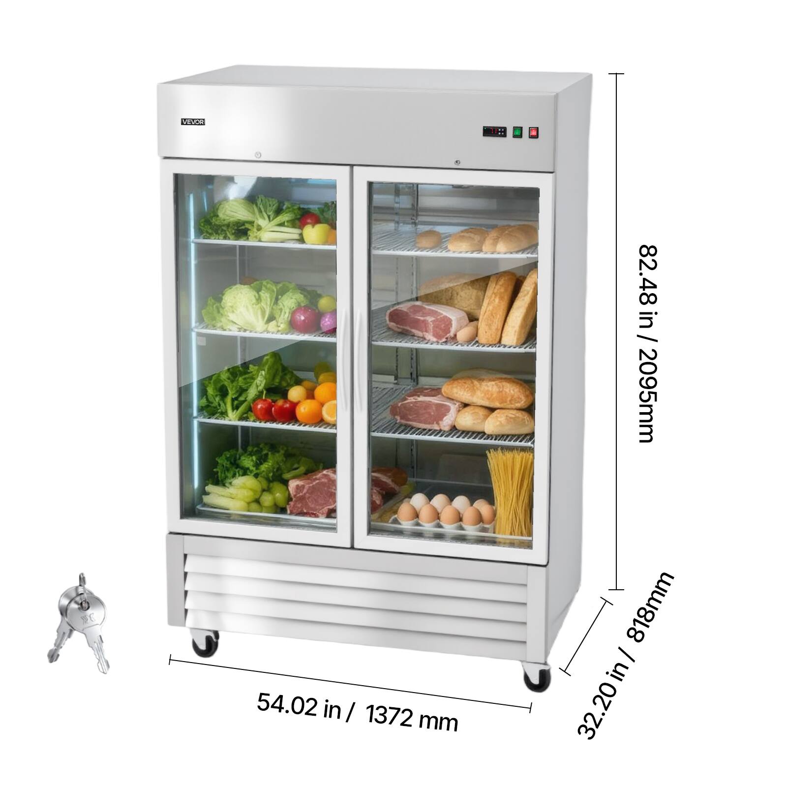 VEVOR  
82.48 in / 2095 mm  
54.02 in / 1372 mm  
32.20 in / 818 mm