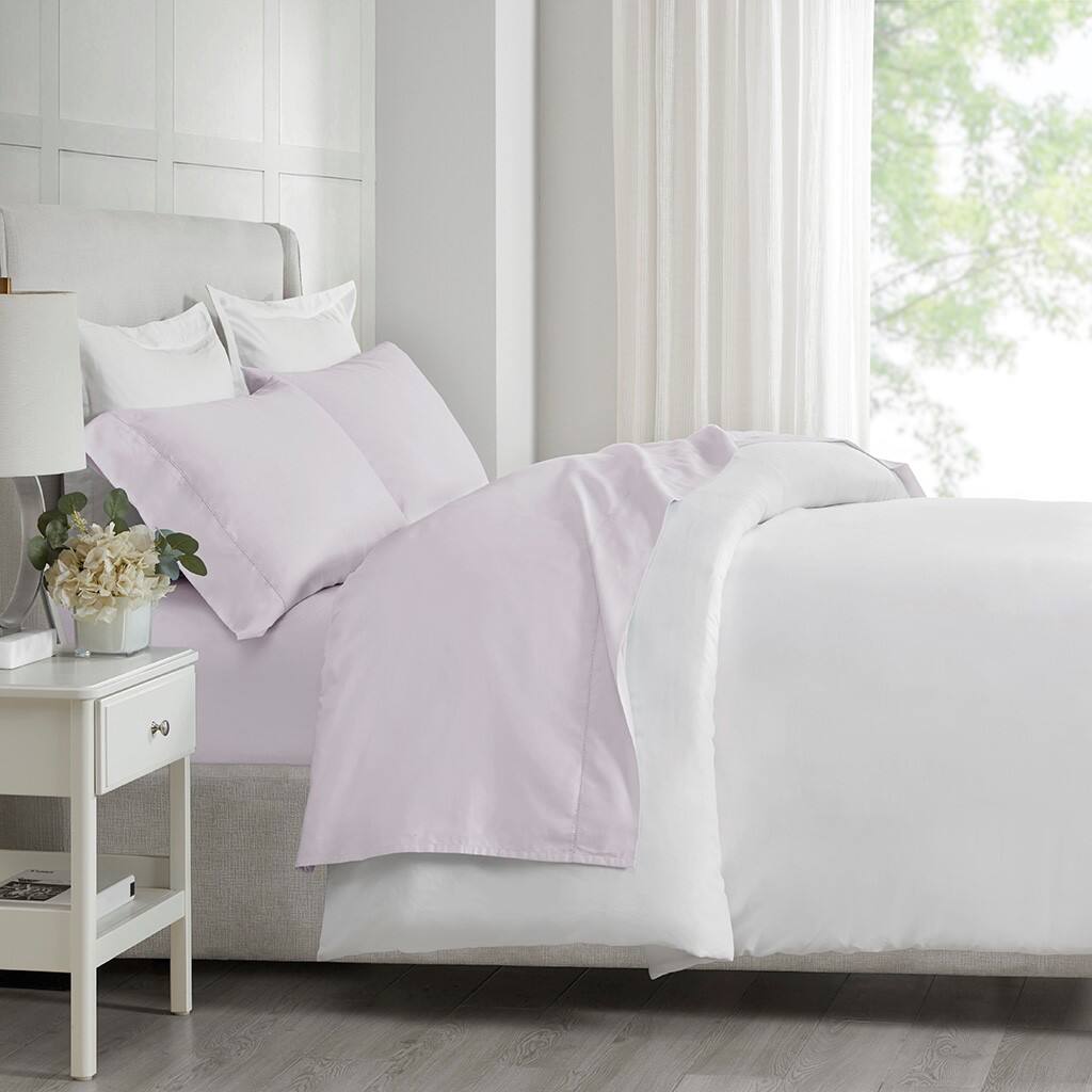 Alt View 1. Gracie Mills - Gracie Mills Evangeline 500TC Deep Pocket Sateen Weave Egyptian Cotton Sheet Set - Lilac.