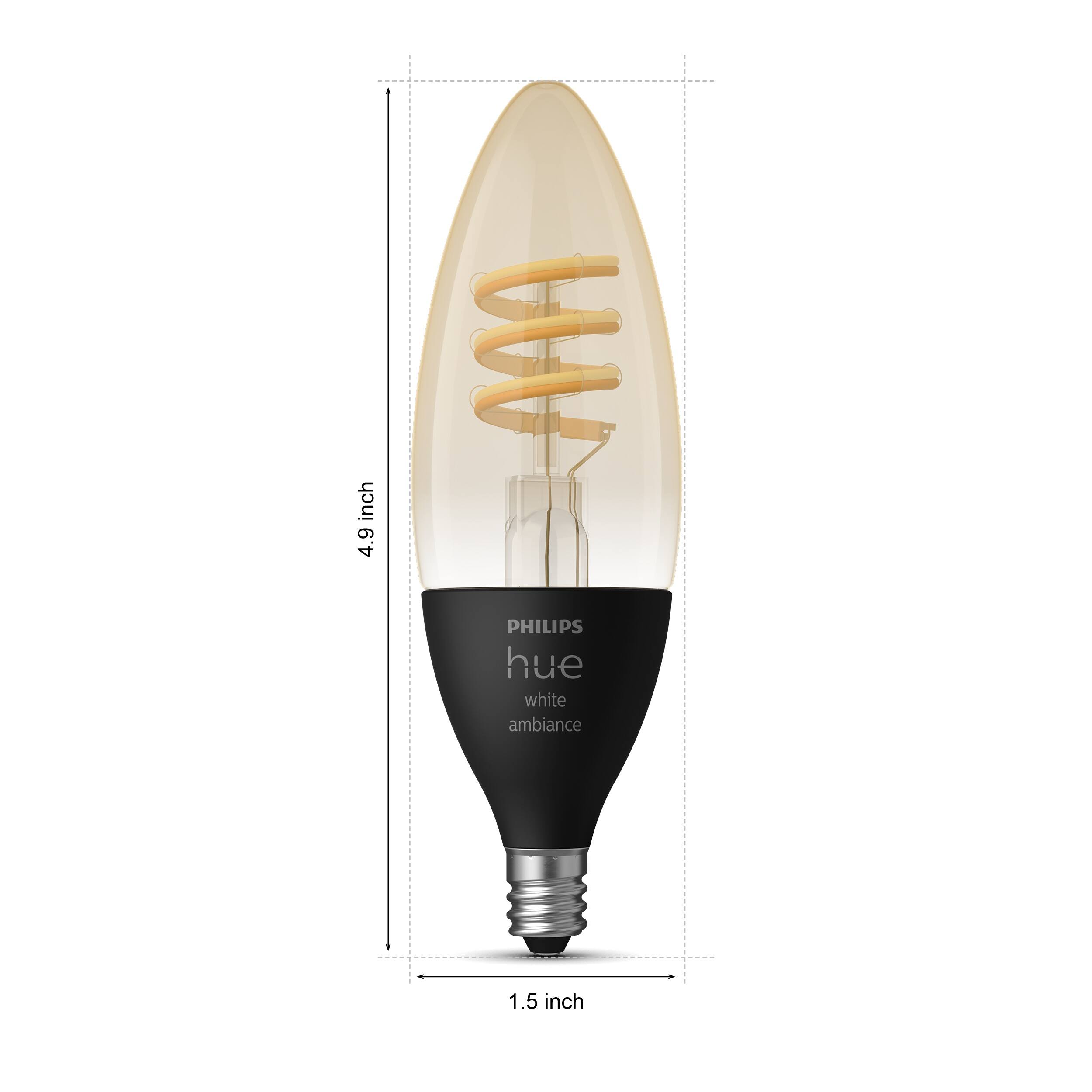 Angle. Philips - Hue White Ambiance Filament E12 Smart LED Candelabra Bulb - White.