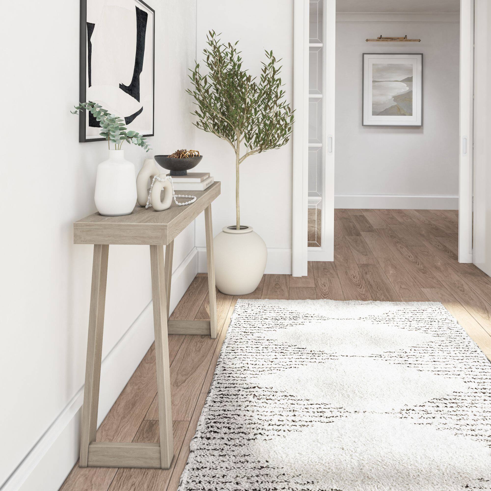Alt View 4. Plank+Beam - Classic Console Table - 46 inches, Seashell - Seashell.