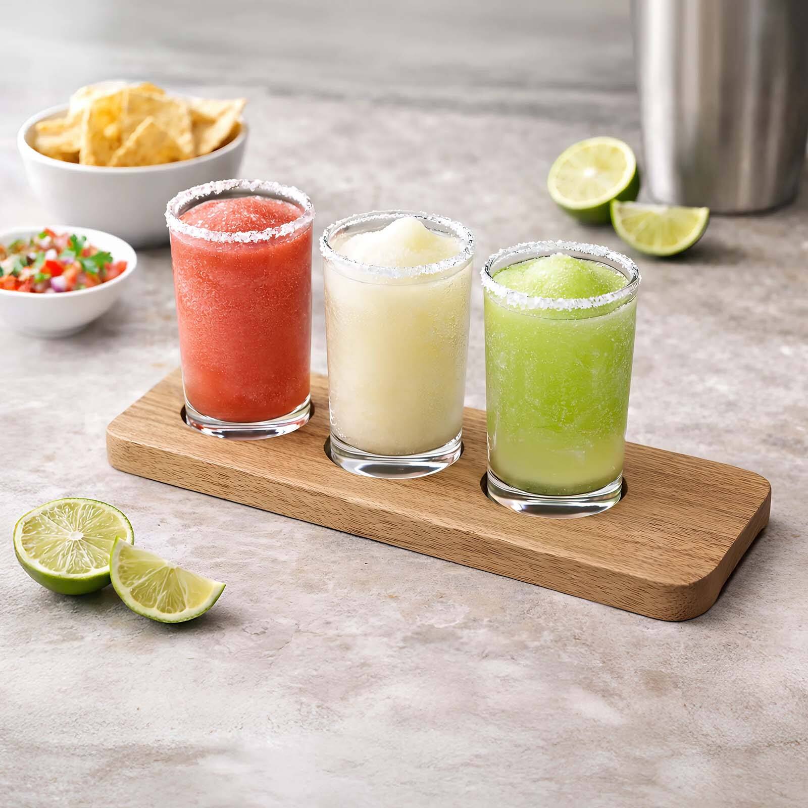 Alt View 1. Final Touch - 4 Piece Margarita and Frozen Drink Flight Tasting Set - Brown.