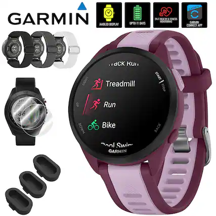 GARMIN AMOLED DISPLAY UPTO 11 DAYS
24/7 HEALTH & FITNESS MONITORING
GARMIN CONNECT APP
Treadmill
Run
Bike
Pool Swim
LIGHT UP DOWN
START - STOP BACK