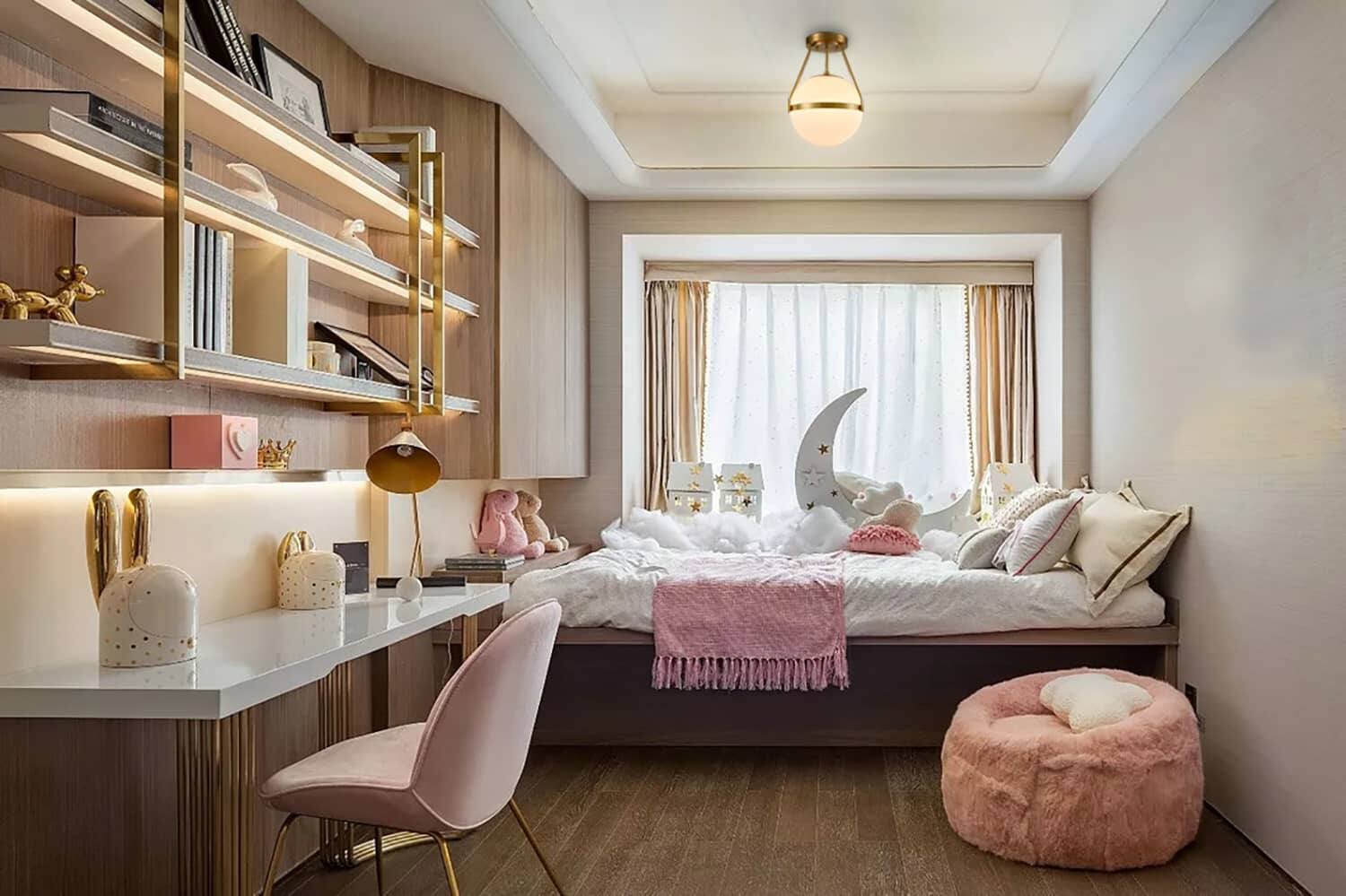 Angle. MOOSE - Gold Globe Semi Flush Ceiling Light - Gold.