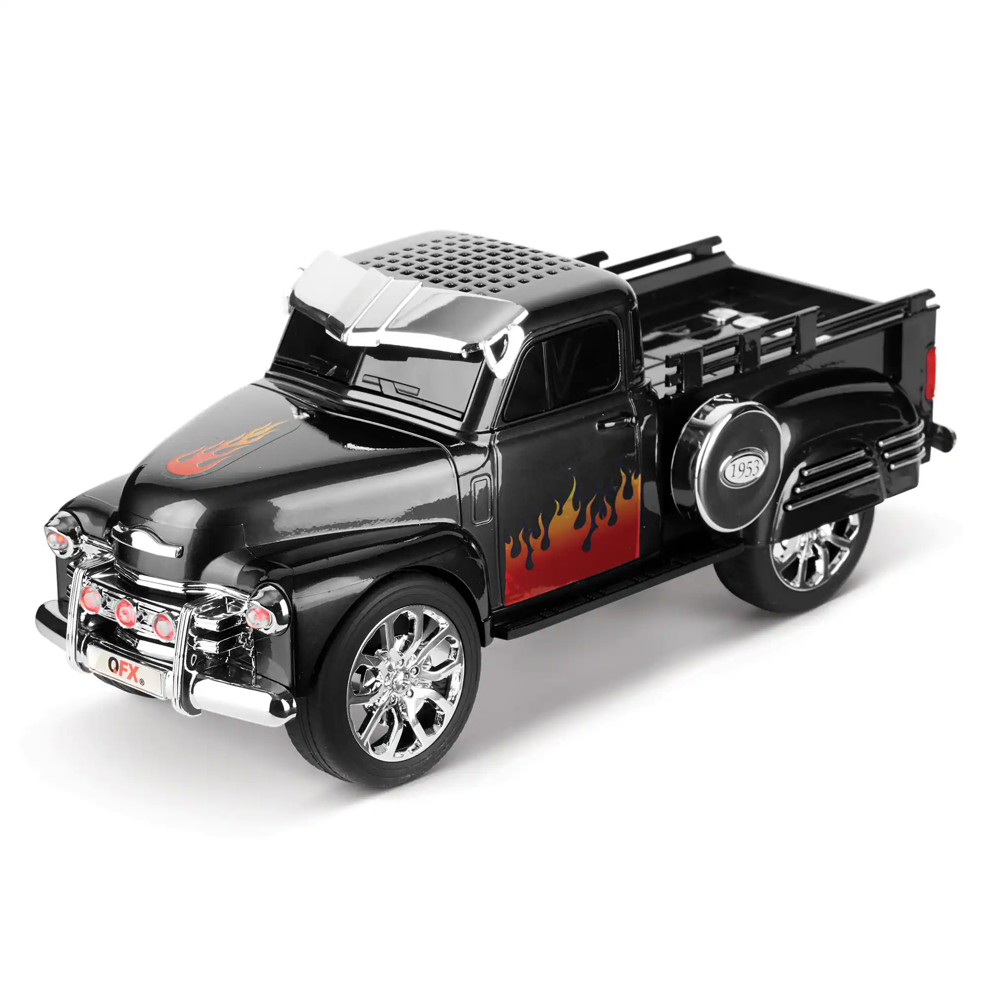QFX - Retro Classic Truck Portable Bluetooth Speaker with Bass Radiator and LED Lights - Black