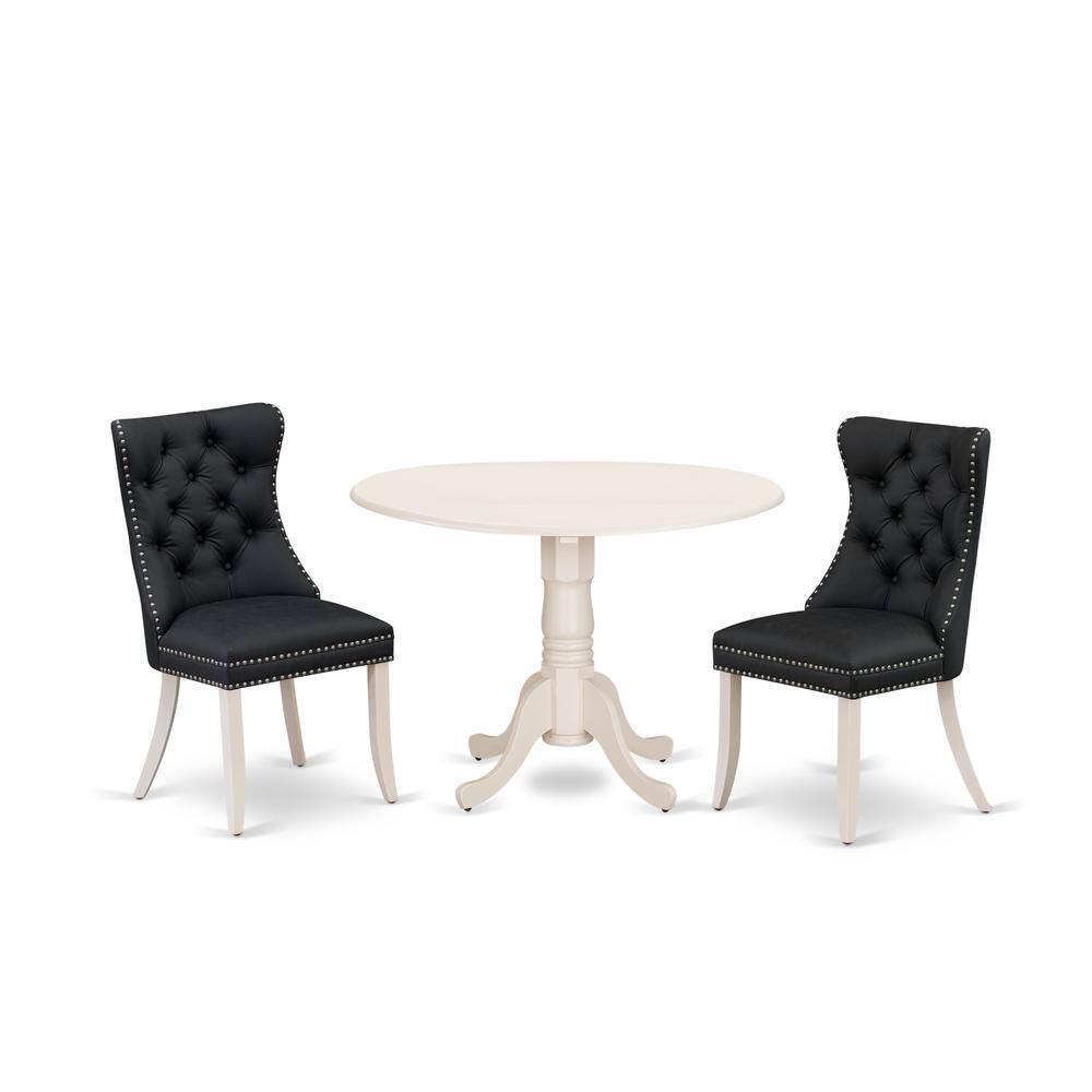 Angle. East West Furniture - 3 Piece Dining Table Set - White.