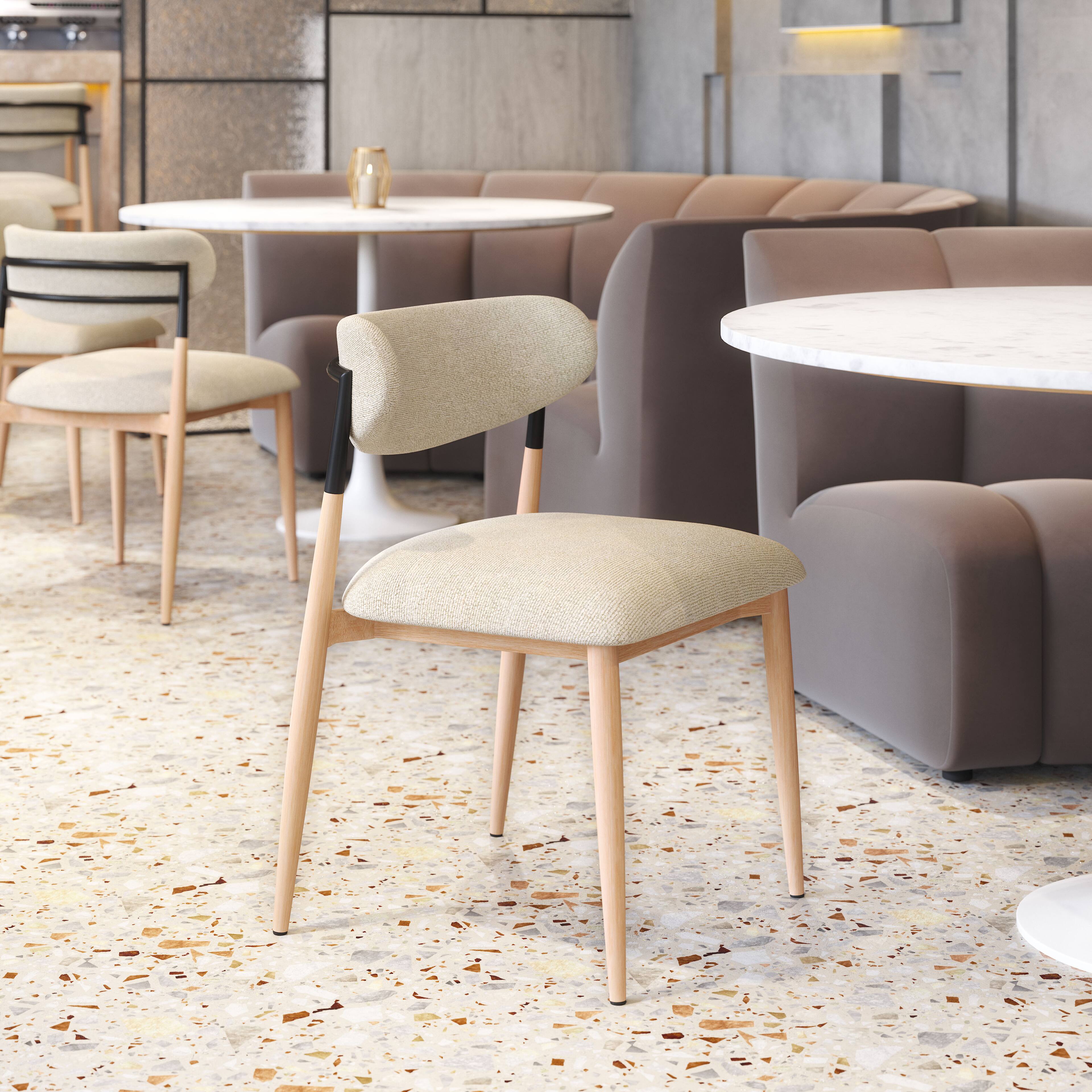 Angle. Hivvago - Equinox Armless Dining Chair (Set of 2) Oyster Gray & Natural - Oyster Gray & Natural.