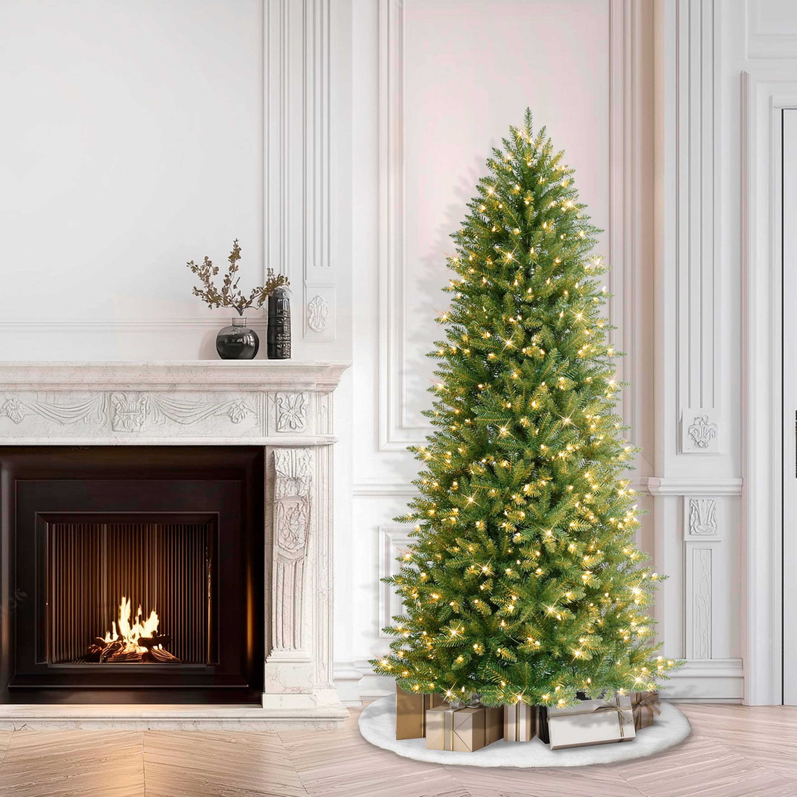 Alt View 3. Skar Audio - Slim Fraser Fir Artificial Christmas Tree With 350 Ul Listed Lights - 7.5' Slim Fraser Fir with 500 Clear Lights.