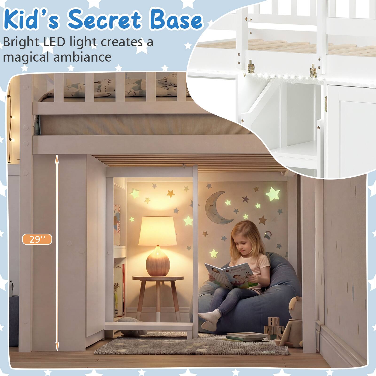 Kid's Secret Base  
Bright LED light creates a magical ambiance  

29"