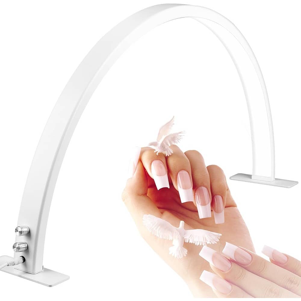 MOSZAR LLC - 29" Half Moon Nail Desk Lamp with Adjustable Color and Brightness, White