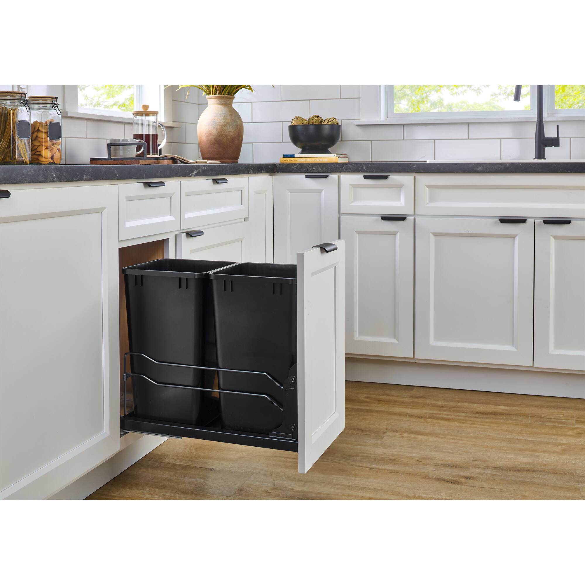 Alt View 1. Rev-A-Shelf - Rev-A-Shelf Double Pullout Trash Cans 50 qt. with Soft-close, 53WC-2150SCDM-211 - White.