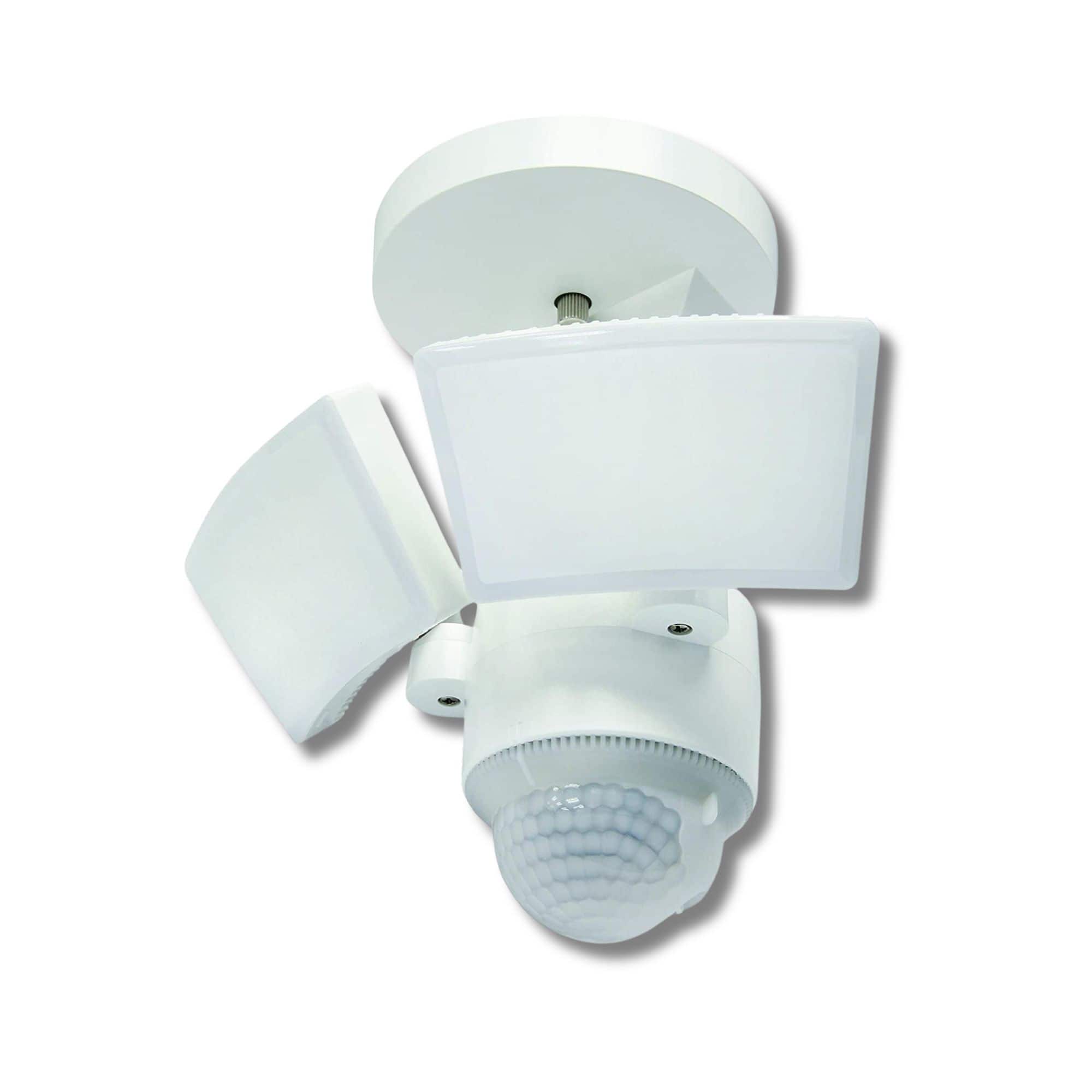 Front. IQ America - IQ America LED Outdoor Motion Sensor Security Floodlight 1100 Lumens, 180° Detection, Weatherproof, Eave/Wall Mount WH - White.