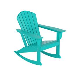 WestinTrends - Dylan Outdoor Patio Poly Plastic Adirondack Rocking Chair - Turquoise