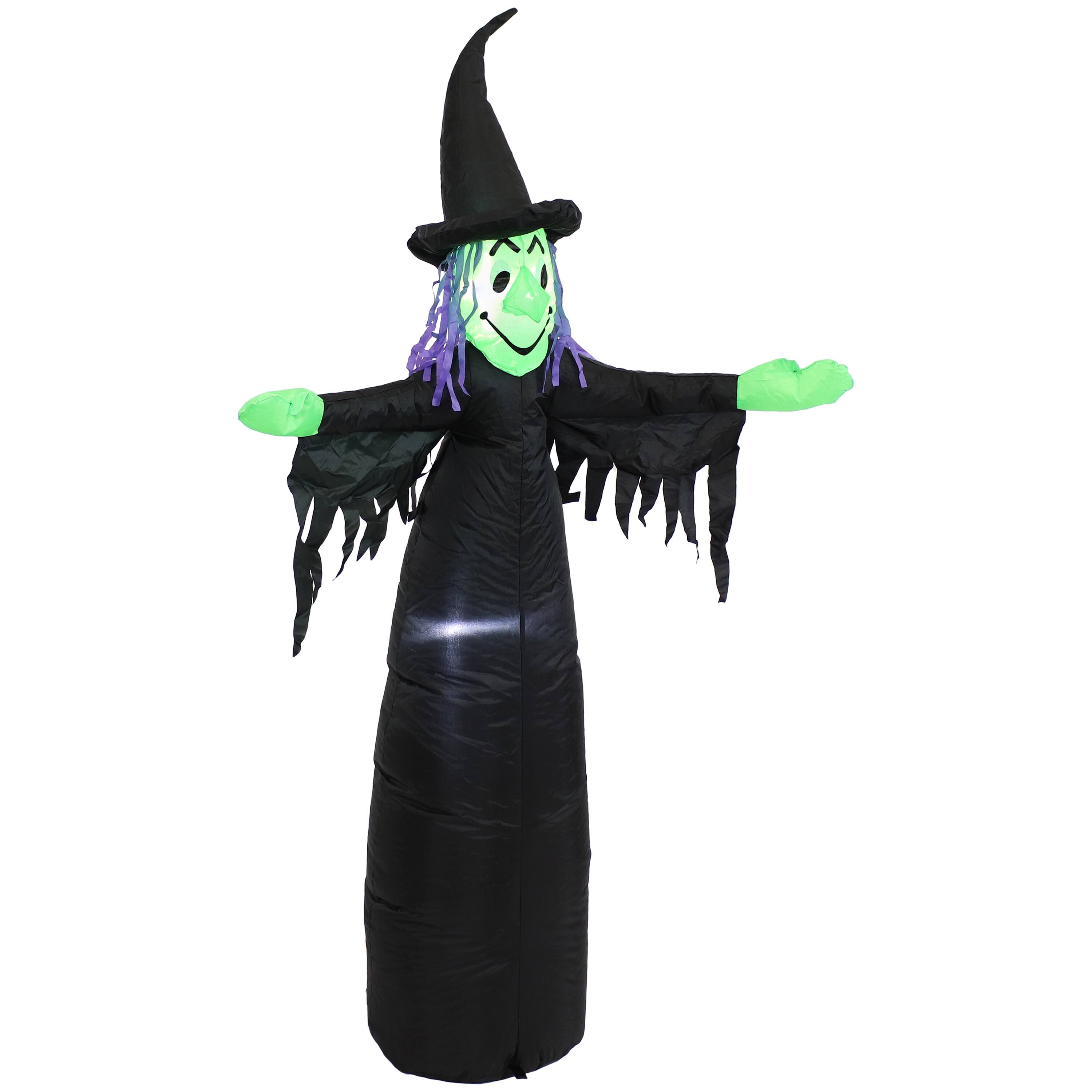 Front. Sunnydaze - Wendolyn the Wicked Witch Inflatable Halloween Decoration - 5 ft - Black.