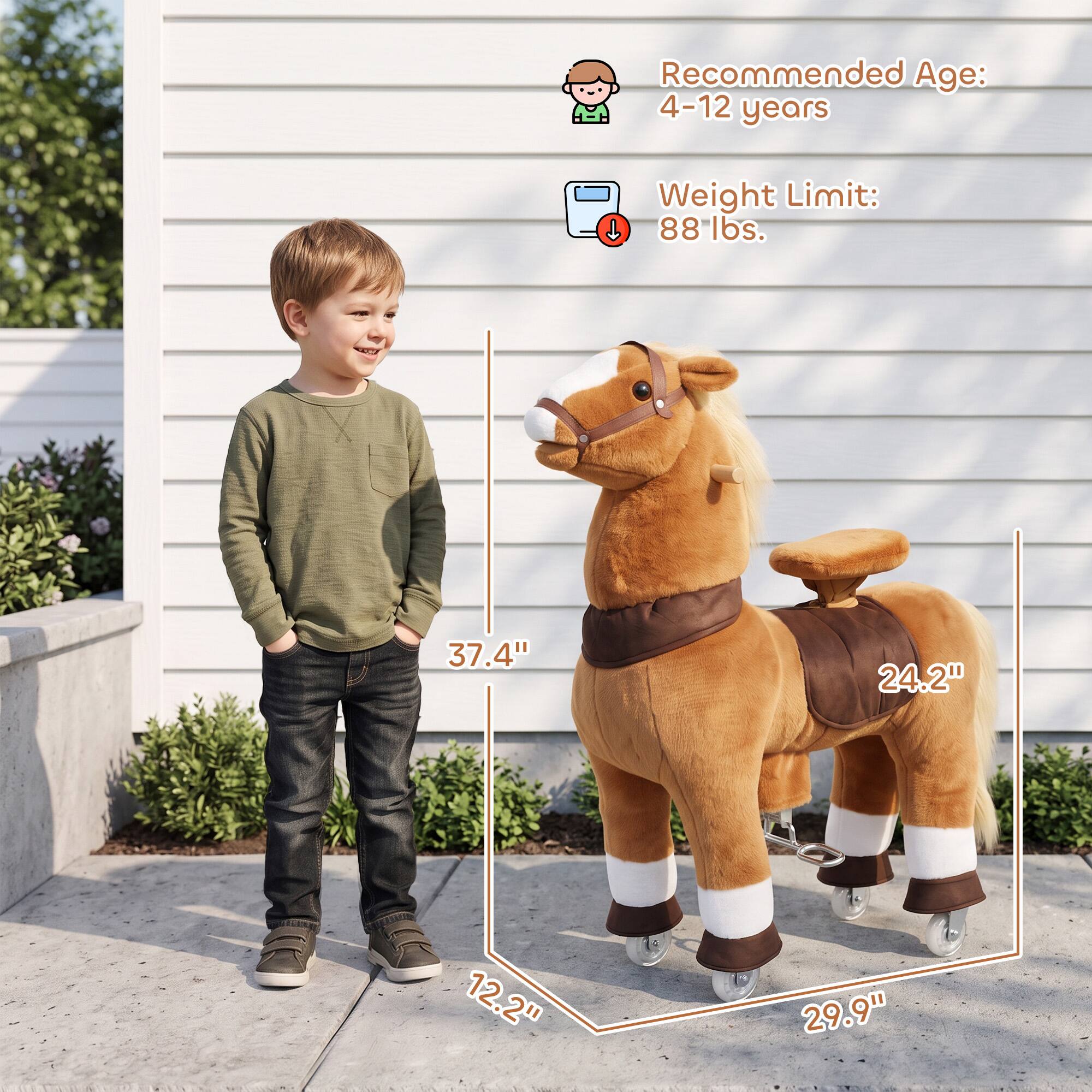 Recommended Age: 4-12 years  
Weight Limit: 88 lbs.  
37.4"  
24.2"  
12.2"  
29.9"