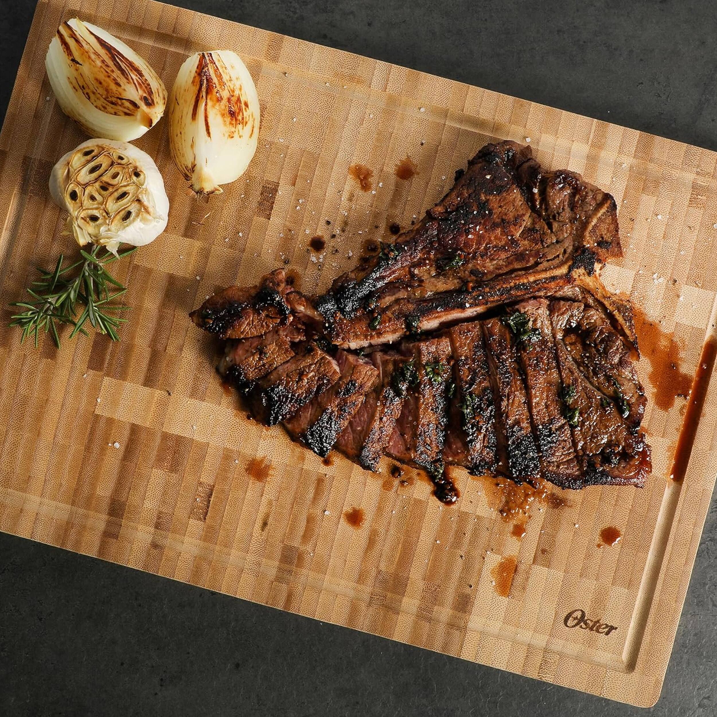 Alt View 5. Oster - Oster Capeheart 16.5 x 11.8 Inch Rectangular End Grain Bamboo Cutting Board with Juice Grooves.