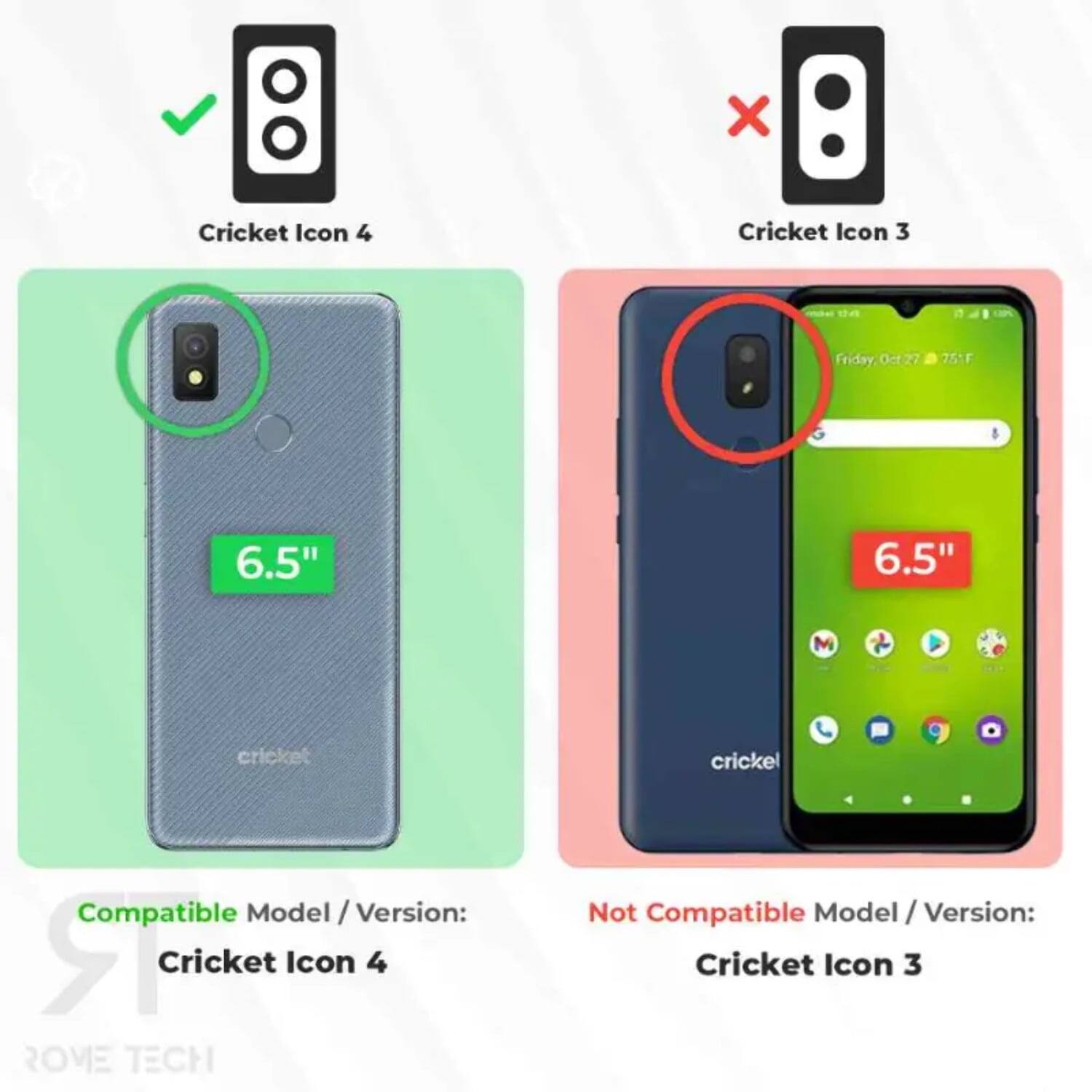 Cricket Icon 4  
Cricket Icon 3  

Compatible Model / Version:  
Cricket Icon 4  

Not Compatible Model / Version:  
Cricket Icon 3  

Friday Oct 27  
75°F  
6.5"  

ROME TECH