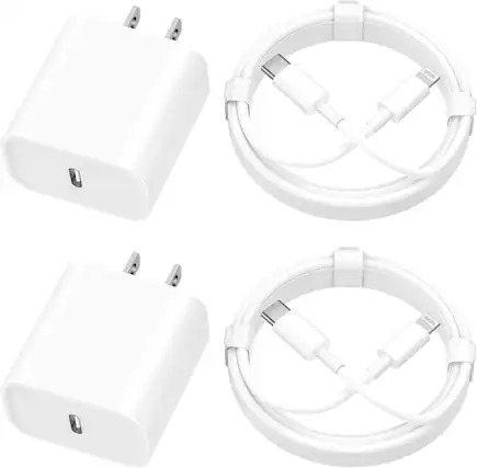 Front. Core Tech - 2-Pack 20W USB-C Fast Charging Kit with 6 ft USB-C to Lightning Cables for iPhone 14/13/12/11 - Pearl White.