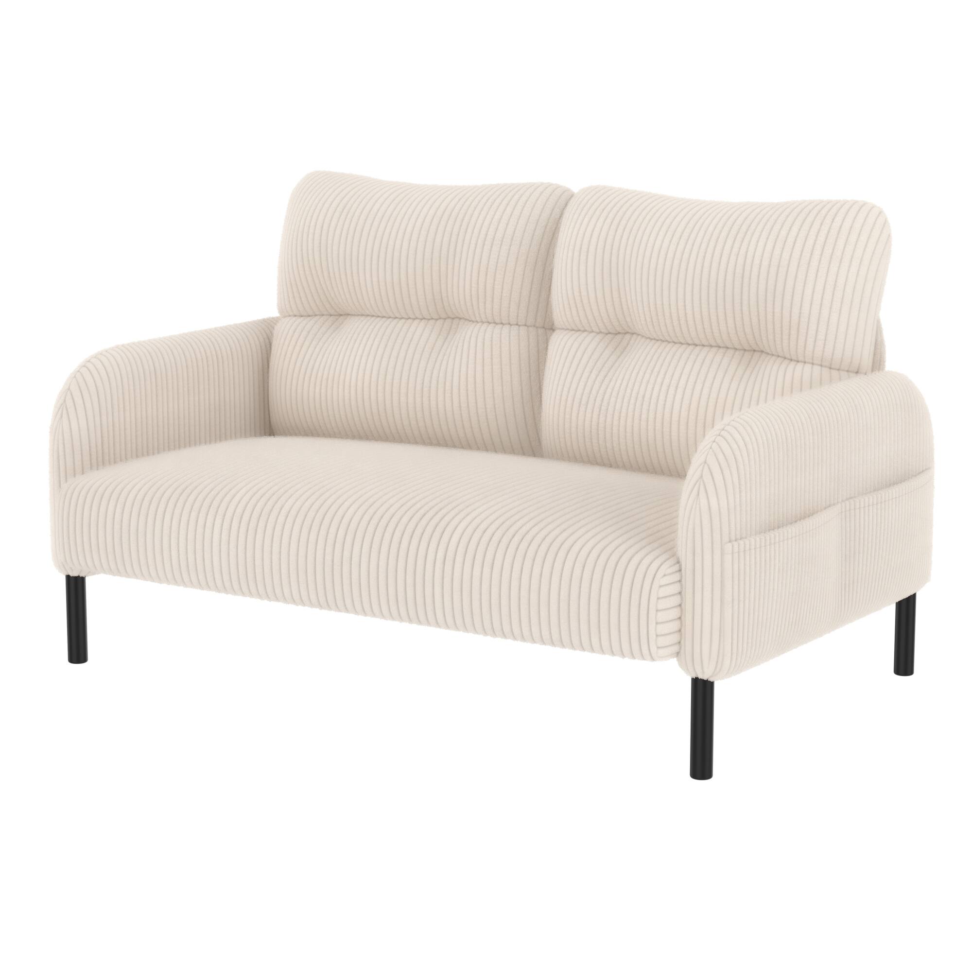 Alt View 6. GOODSILO - Elegant Corduroy Double Sofa with High Rebound Springs and Side Pockets for Living Rooms and Bedrooms - Beige.