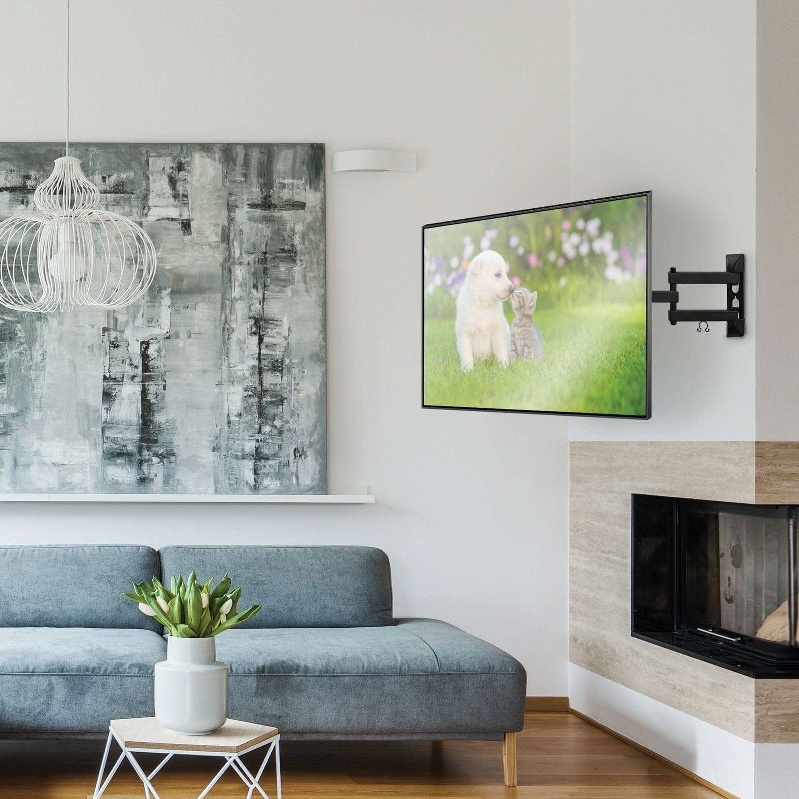 Left. Mount-It! - Full Motion TV Wall Mount for 24–55" Screens, Swivel, Tilt, VESA 400x400, 66lb Capacity - Black.