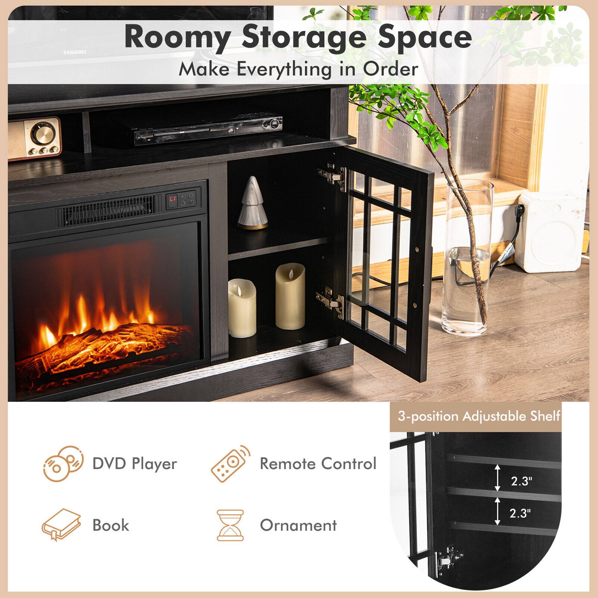 Roomy Storage Space, Make Everything in Order, 3-position Adjustable Shelf, DVD Player, Remote Control, Book, Ornament, 2.3", 2.3"