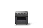 Front. Viking - 36 in. Wide 6 Elements Pro 5 Series 5.6 Cu.Ft. Freestanding Induction Convection Range with Brushed Brass Trim - Cast Black.