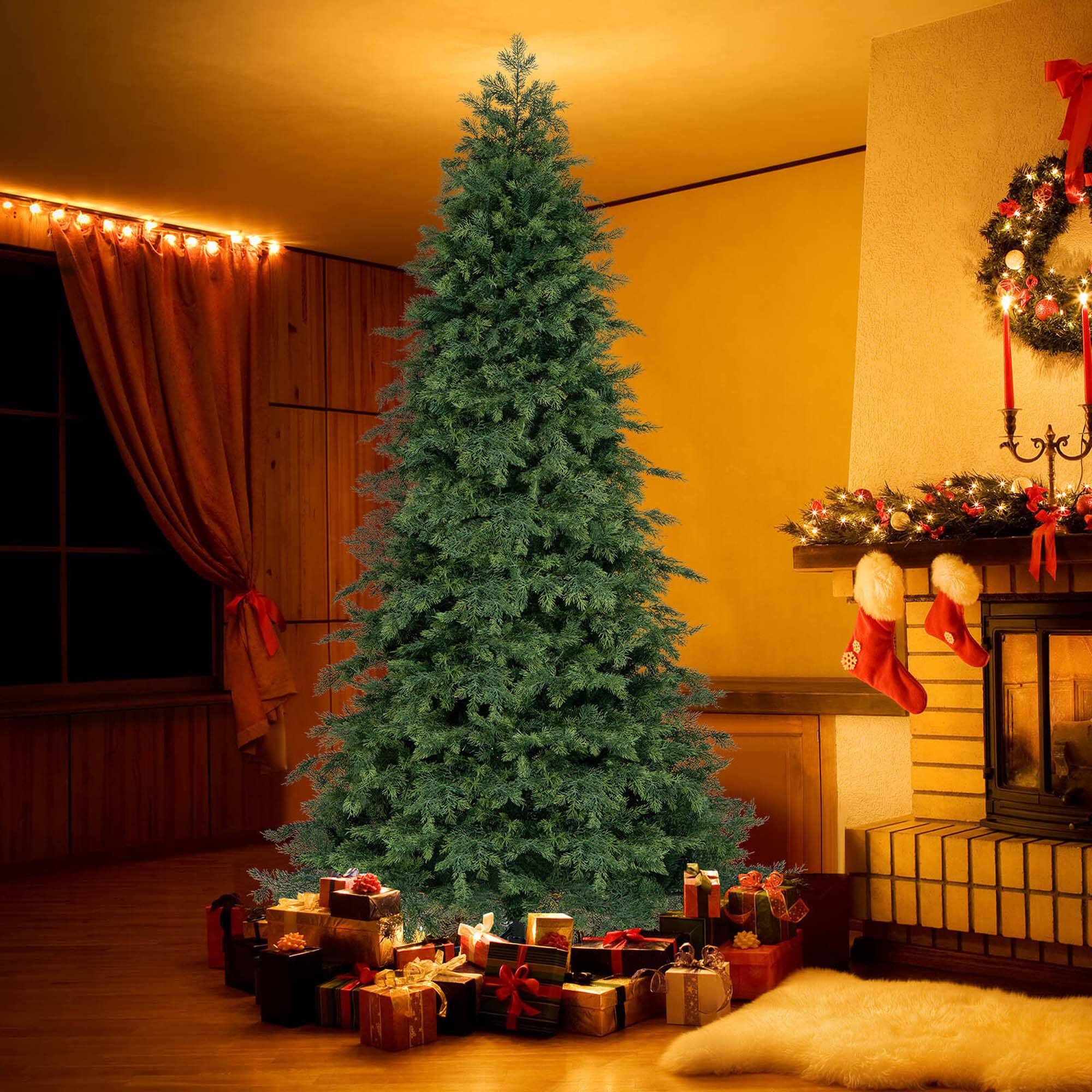 Alt View 4. Costway - Costway 7.5 FT Artificial Xmas Tree with 1019 PE PVC Branch Tips & Folding Metal Stand - Green.