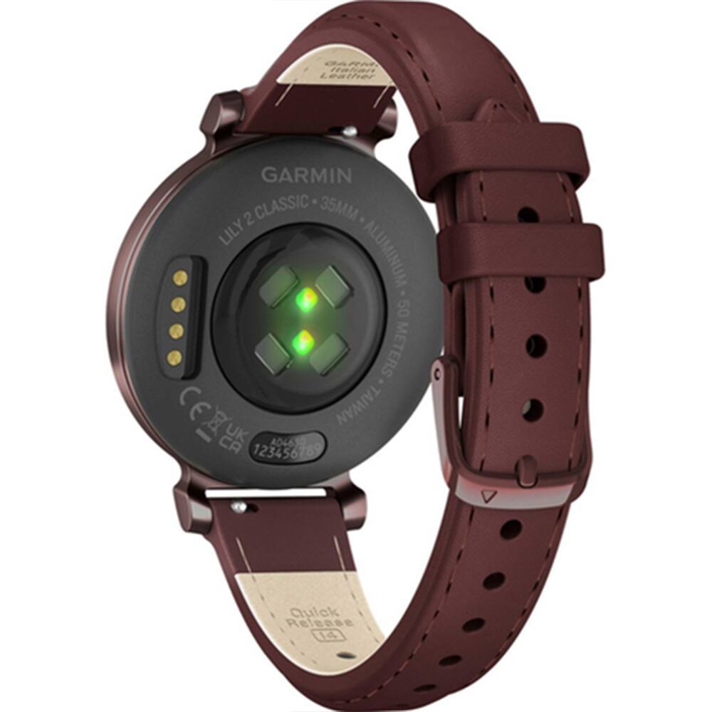 BARA Hahan Leather L.  
GARMIN 2 CLASSIC 35MM LILY ALUMINUM 50 METERS  
CE X TAIWAN XU CA UK  
123456789 A04630  
Quick Release
