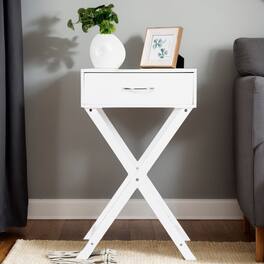 Kadyn - Design Sofa Side Table with X-Shape Drawer for Living Room Bedroom- Space-Saving End Table, Durable MDF - White