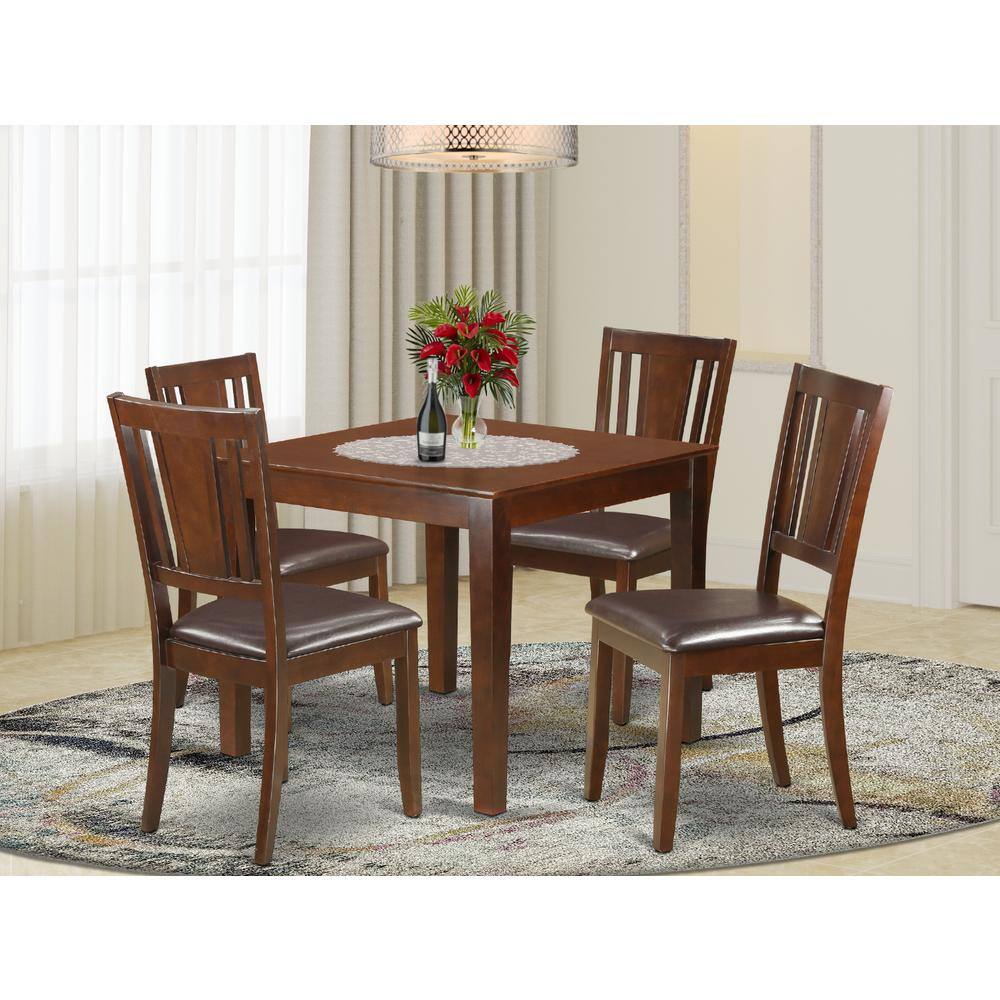 Back. East West Furniture - 5 Pc Dinette set with a Dining Table and 4 Dining Chairs in Mahogany - Mahogany.