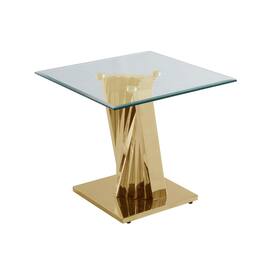 Best Quality Furniture - End Table with Stainless Steel Gold Base - Glass