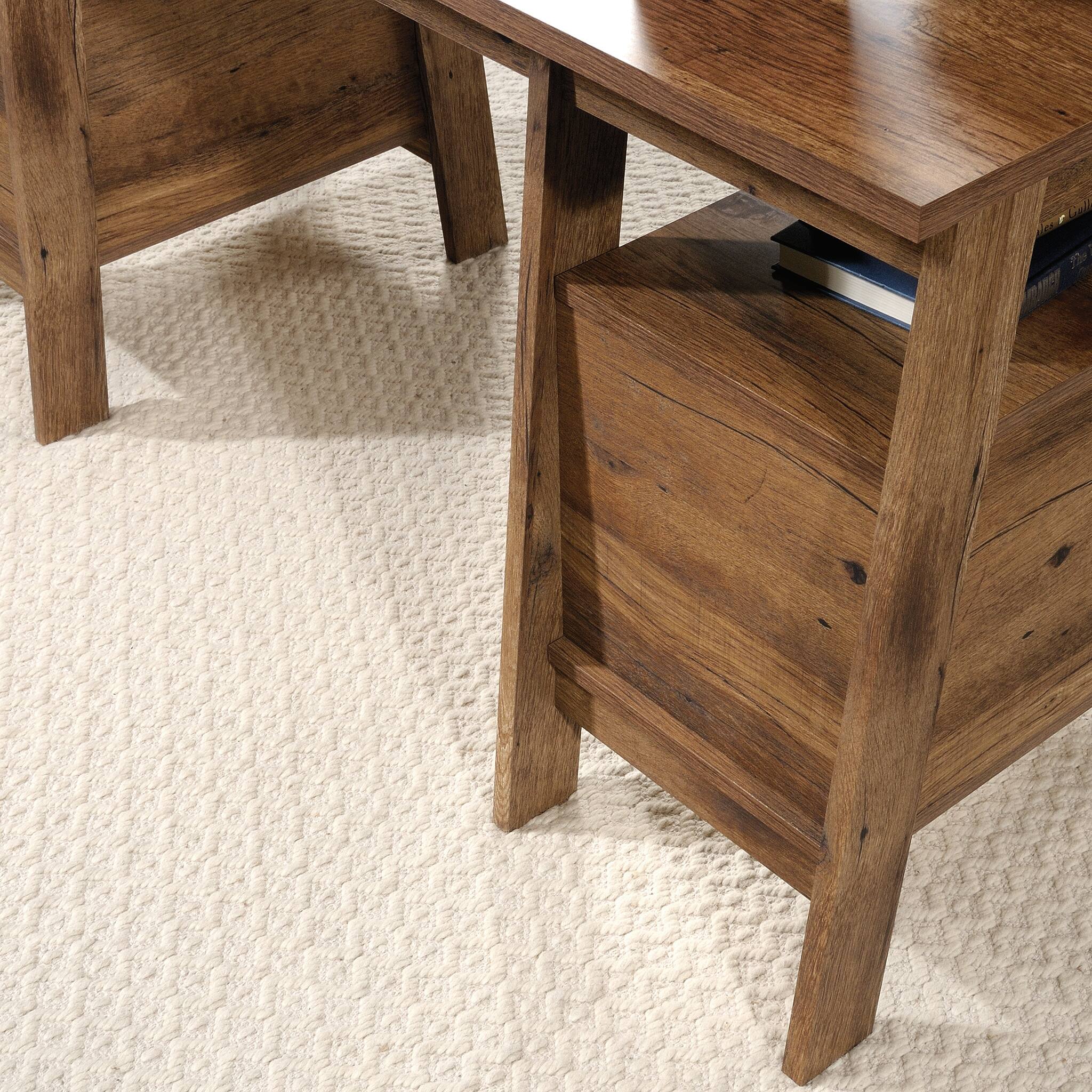 Alt View 13. Sauder - Trestle Collection Rectangular 4-Drawer Table - Vintage Oak.