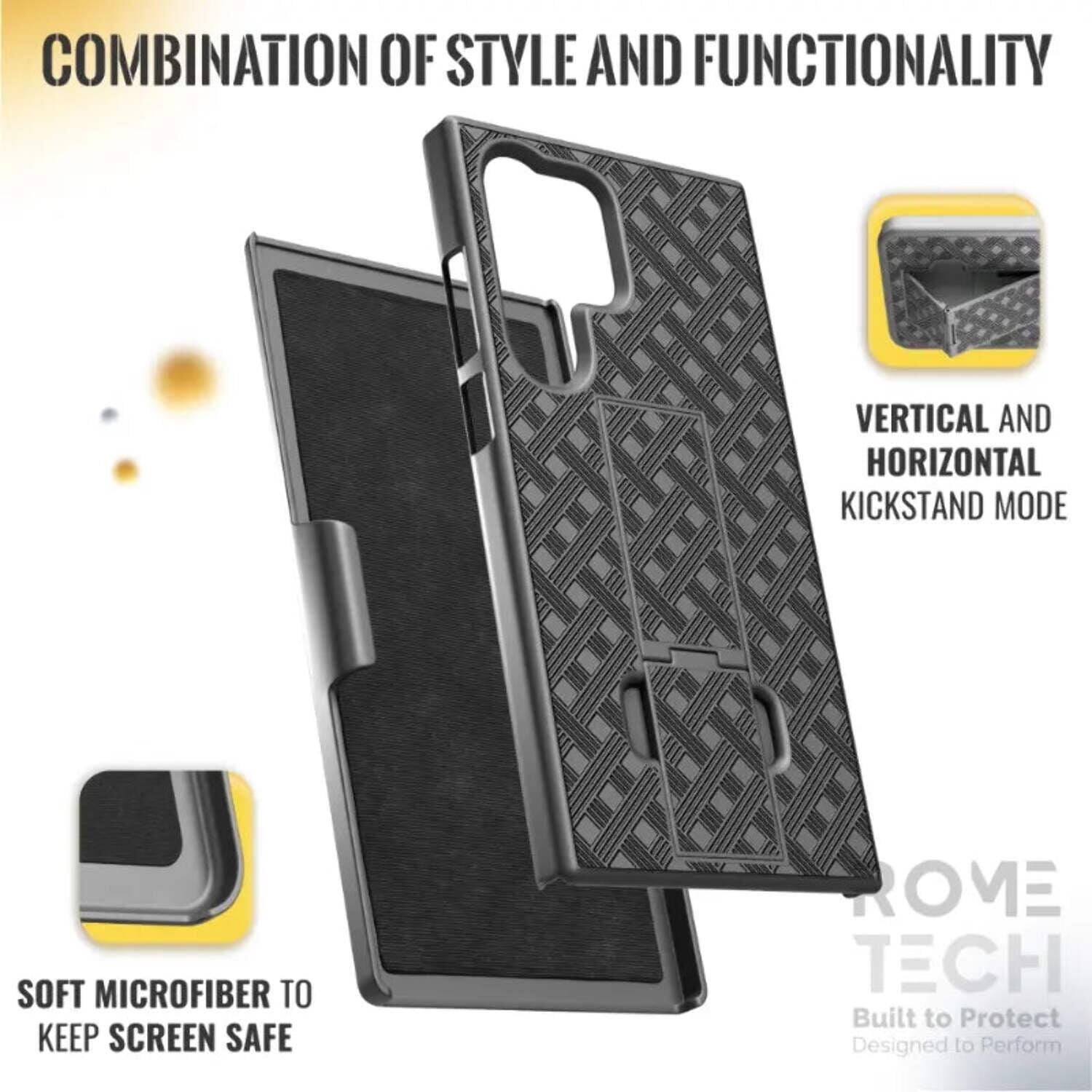 COMBINATION OF STYLE AND FUNCTIONALITY

VERTICAL AND HORIZONTAL KICKSTAND MODE

SOFT MICROFIBER TO KEEP SCREEN SAFE

Built to Protect
Designed to Perform