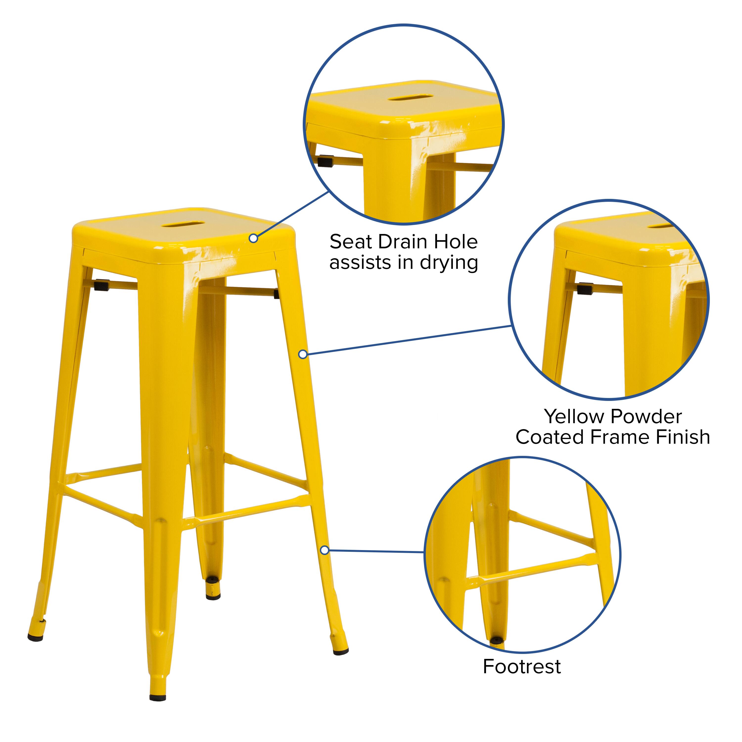 Seat Drain Hole assists in drying  
Yellow Powder Coated Frame Finish  
Footrest
