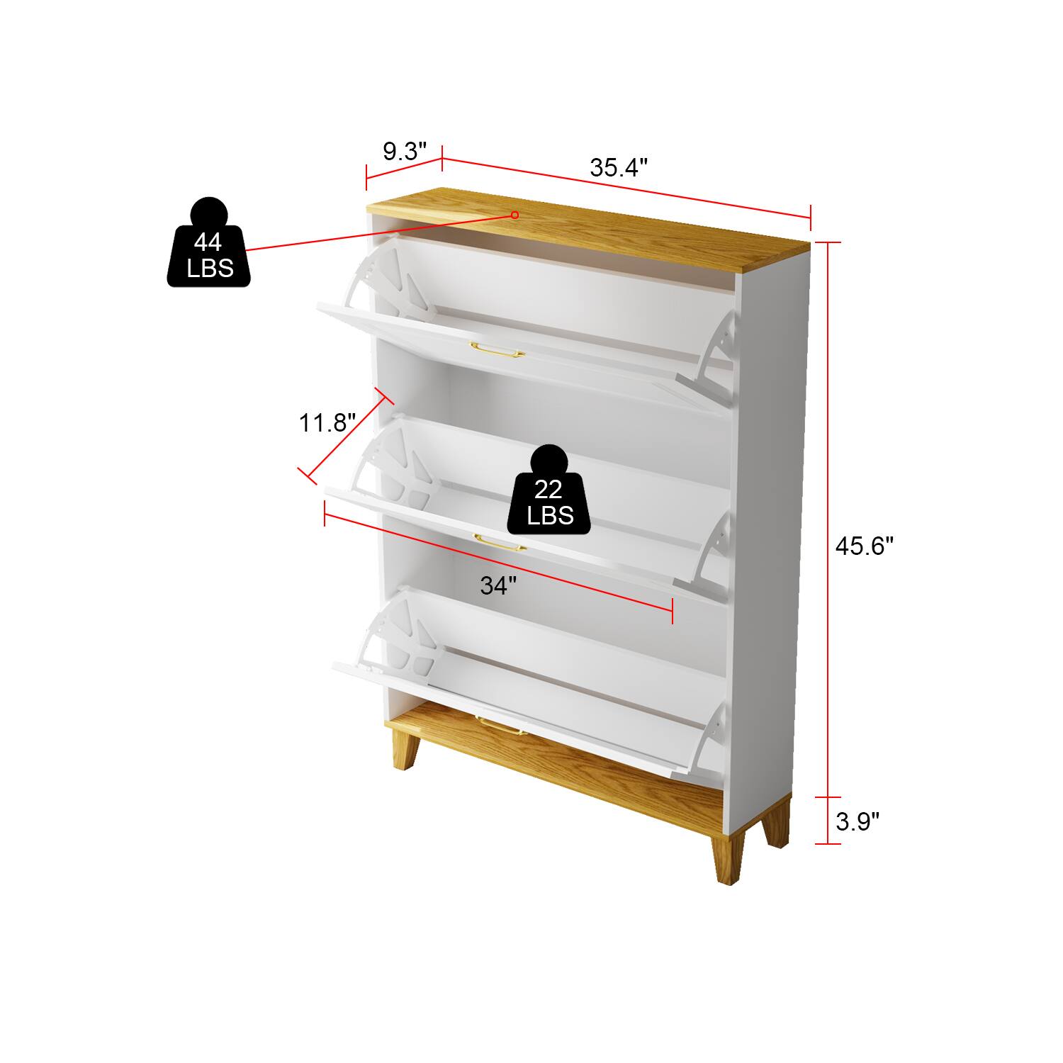 9.3" 35.4" 44 LBS 11.8" 22 LBS 34" 45.6" 3.9"